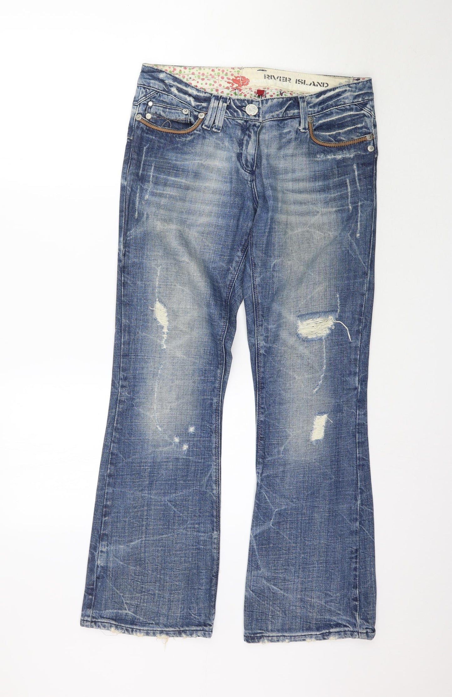 River Island Womens Blue  Denim Bootcut Jeans Size 10 L31 in