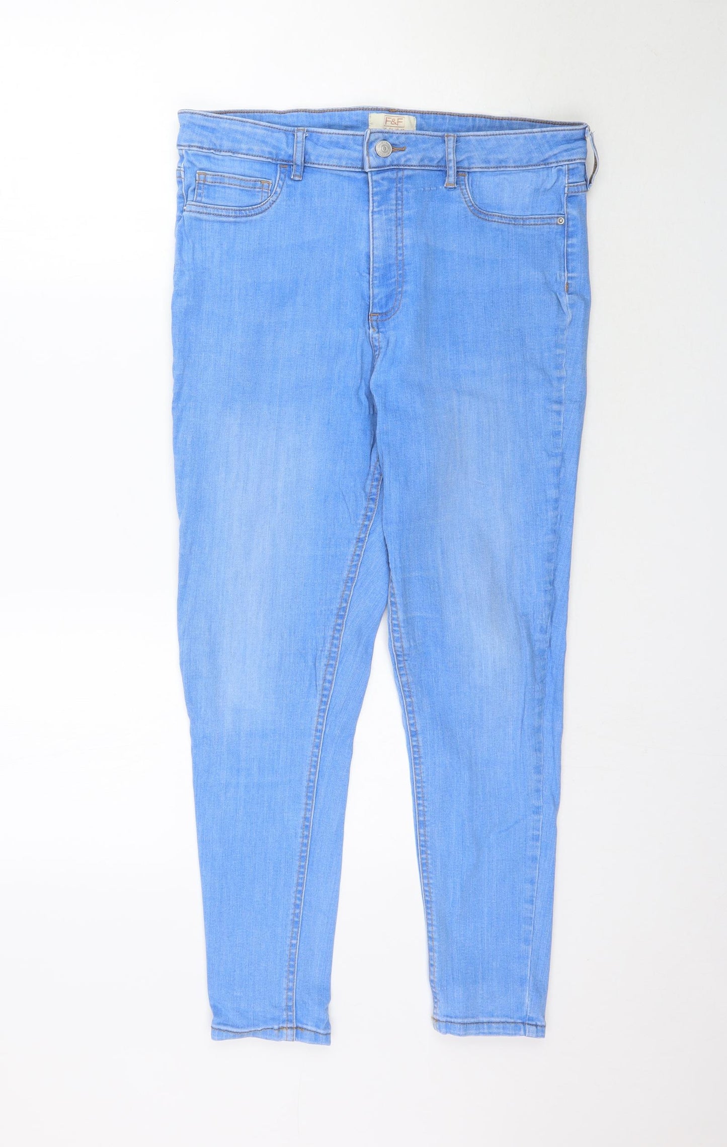 F&F Womens Blue  Denim Skinny Jeans Size 14 L26 in