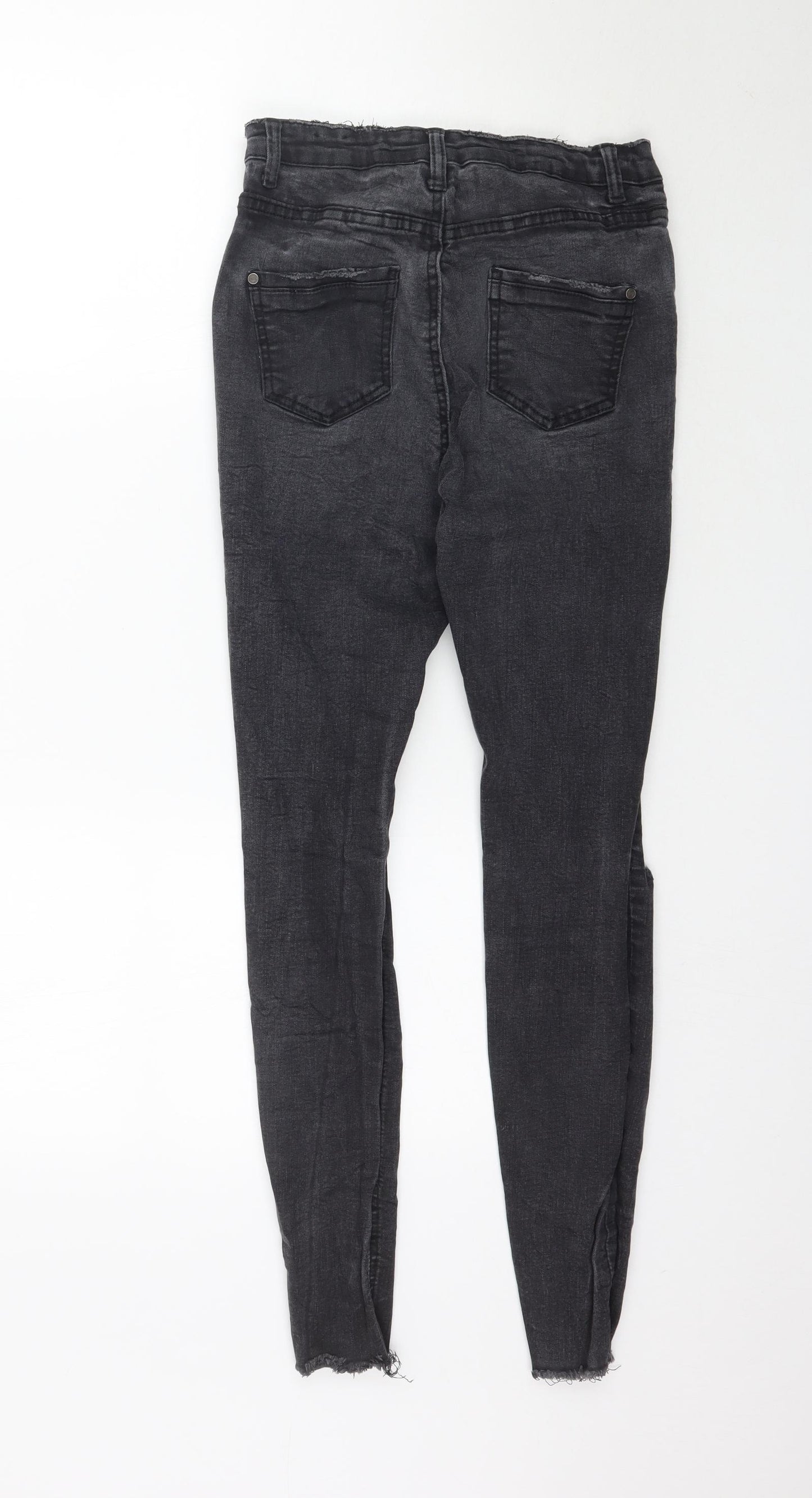 Missguided Womens Grey  Denim Skinny Jeans Size 12 L28 in - Washed black