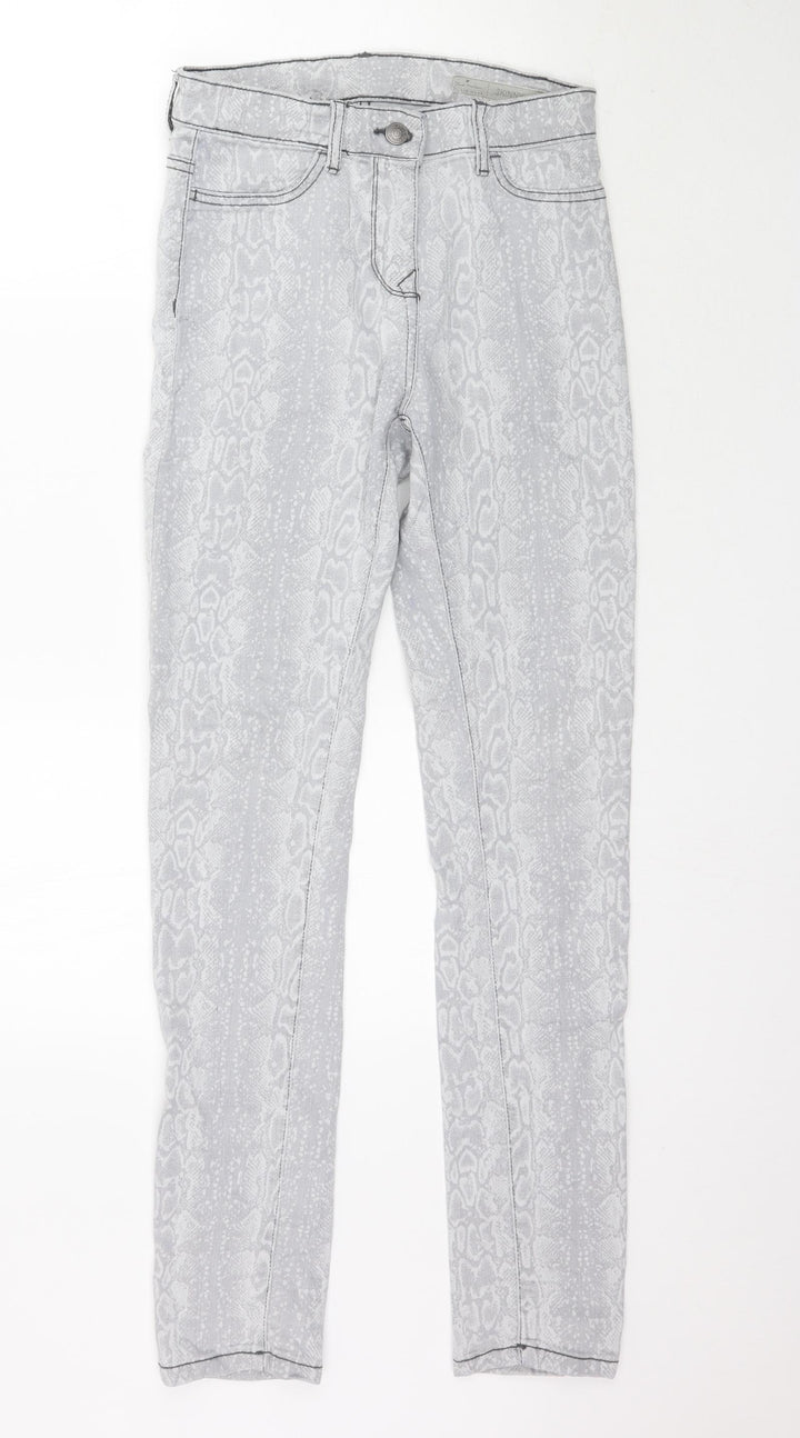 Blue Motion Womens Grey Animal Print Denim Skinny Jeans Size 8 L32 in - Snake print