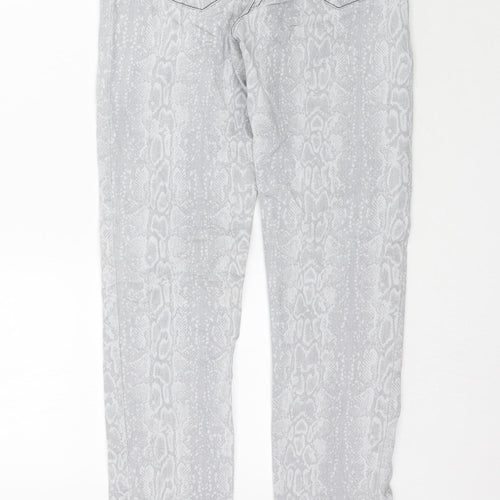 Blue Motion Womens Grey Animal Print Denim Skinny Jeans Size 8 L32 in - Snake print
