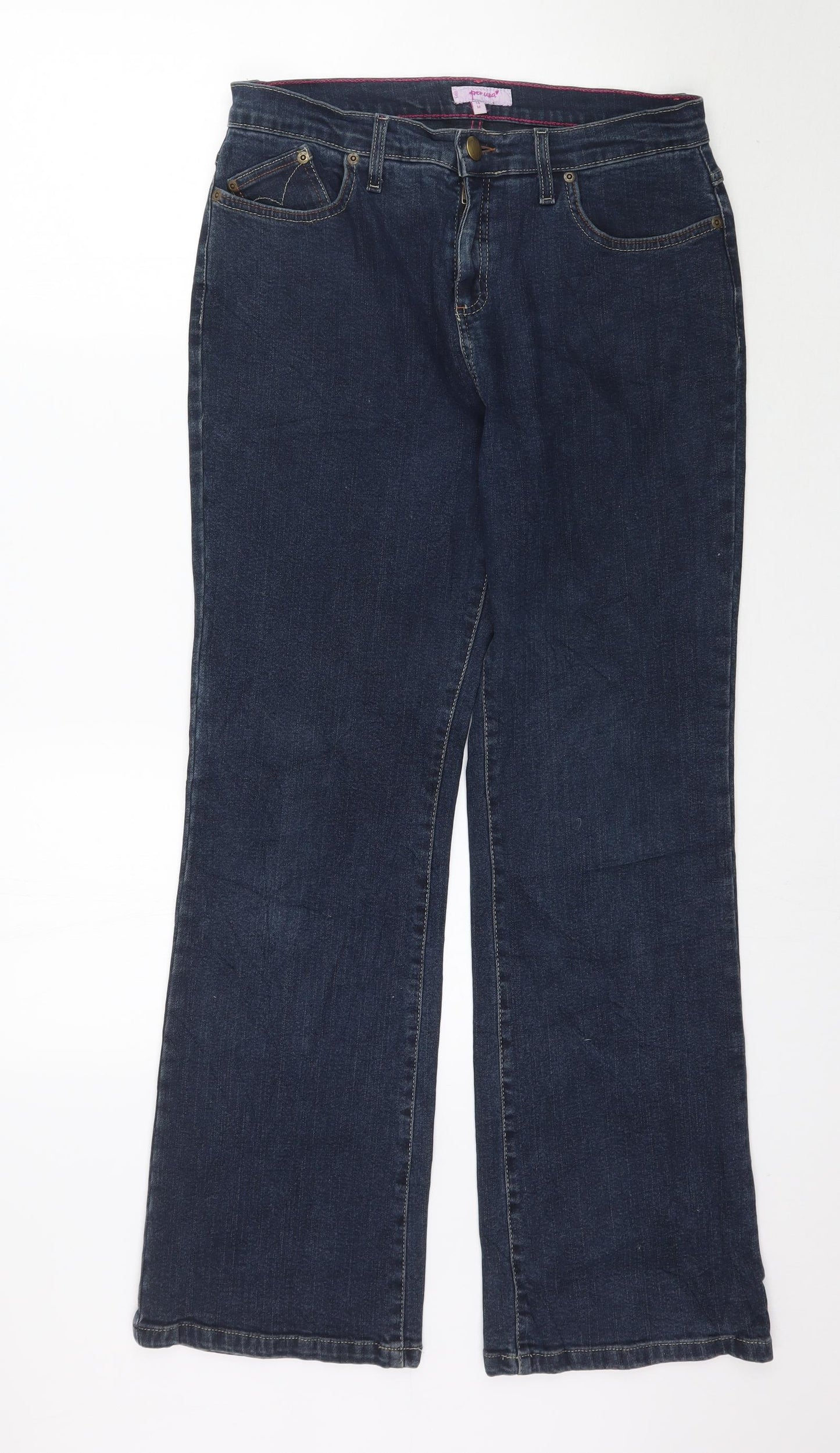 Marks and Spencer Womens Blue  Denim Straight Jeans Size 14 L30 in