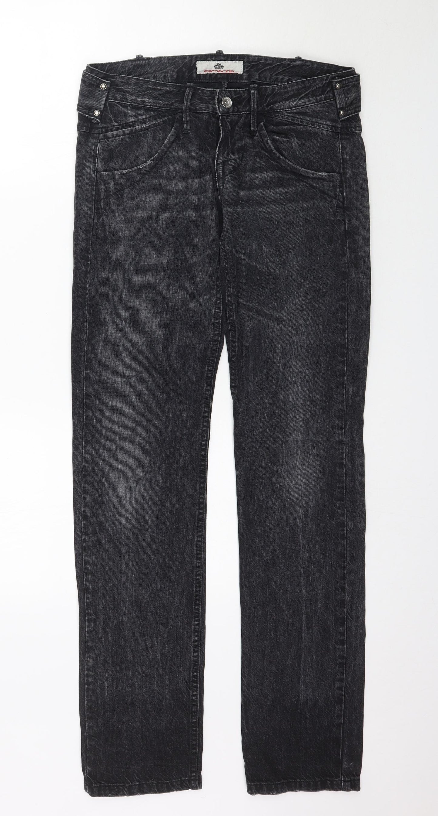 Fornarina Womens Black  Denim Straight Jeans Size 27 L34 in
