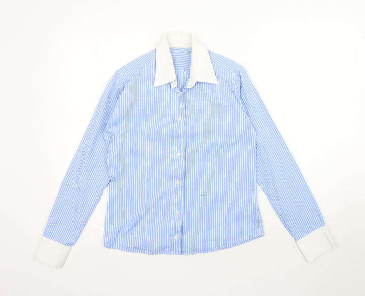 Preworn Womens Blue Striped  Basic Button-Up Size M