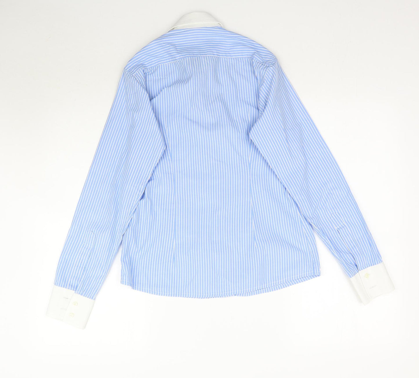 Preworn Womens Blue Striped  Basic Button-Up Size M