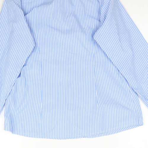 Preworn Womens Blue Striped  Basic Button-Up Size M