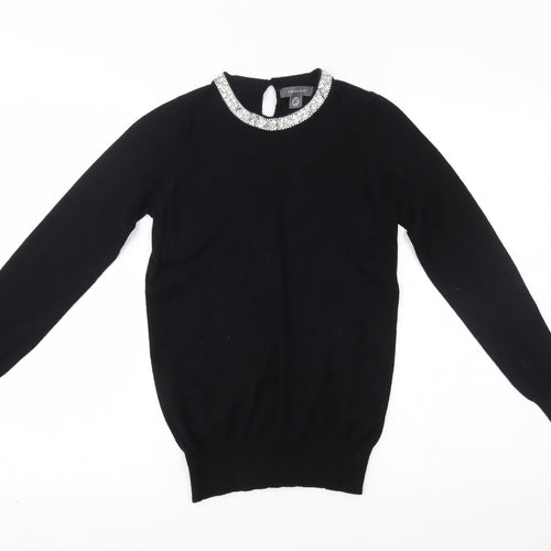 Primark Womens Black   Pullover Jumper Size 2XS  - decorated neckline