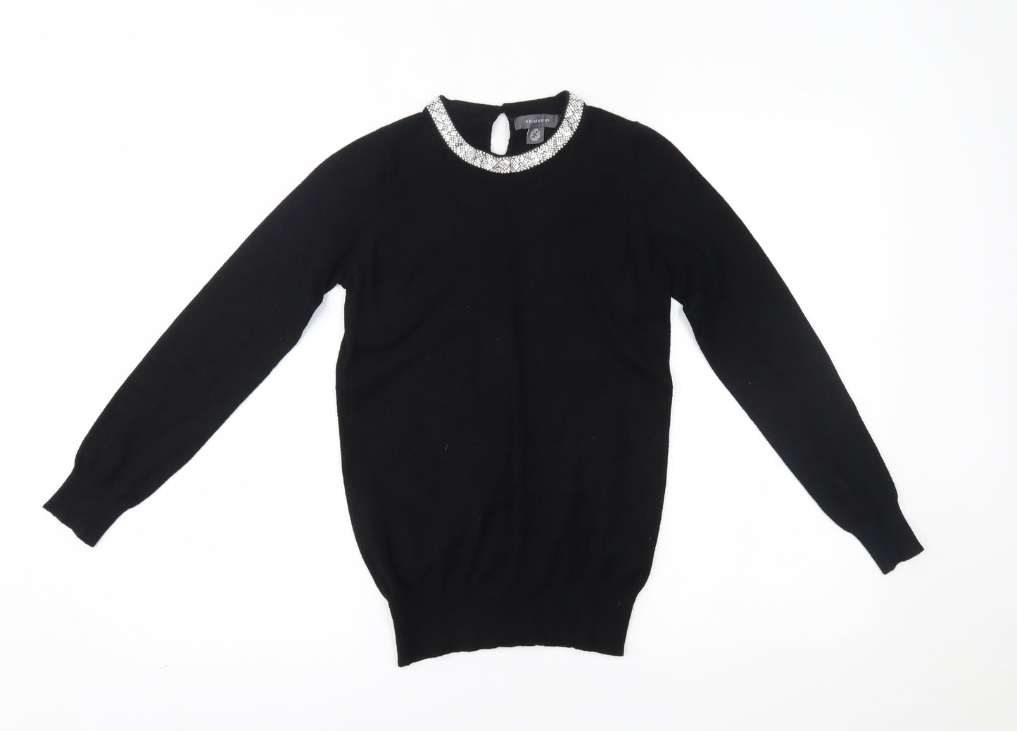 Primark Womens Black   Pullover Jumper Size 2XS  - decorated neckline