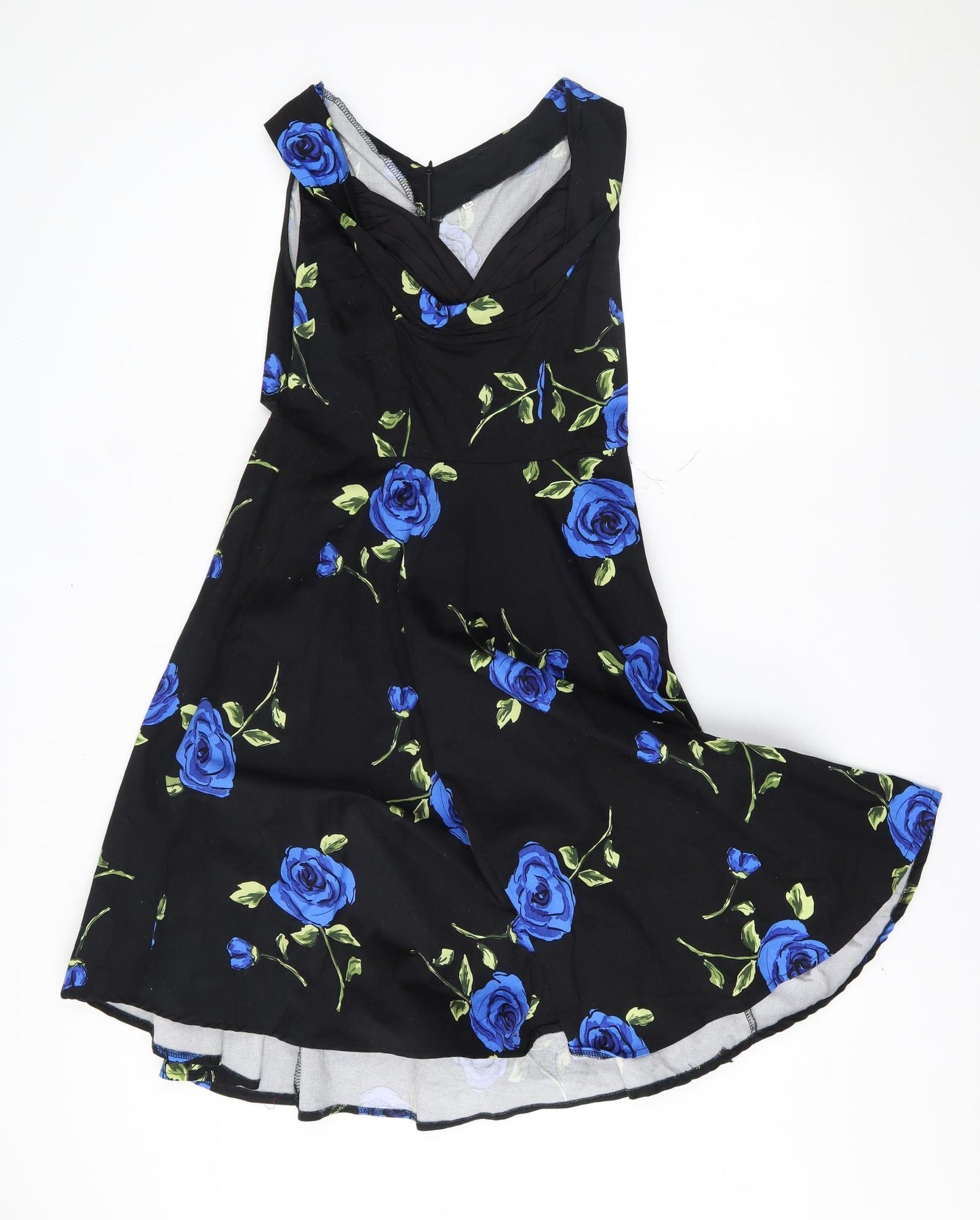 Preworn Womens Black Floral  A-Line  Size XL