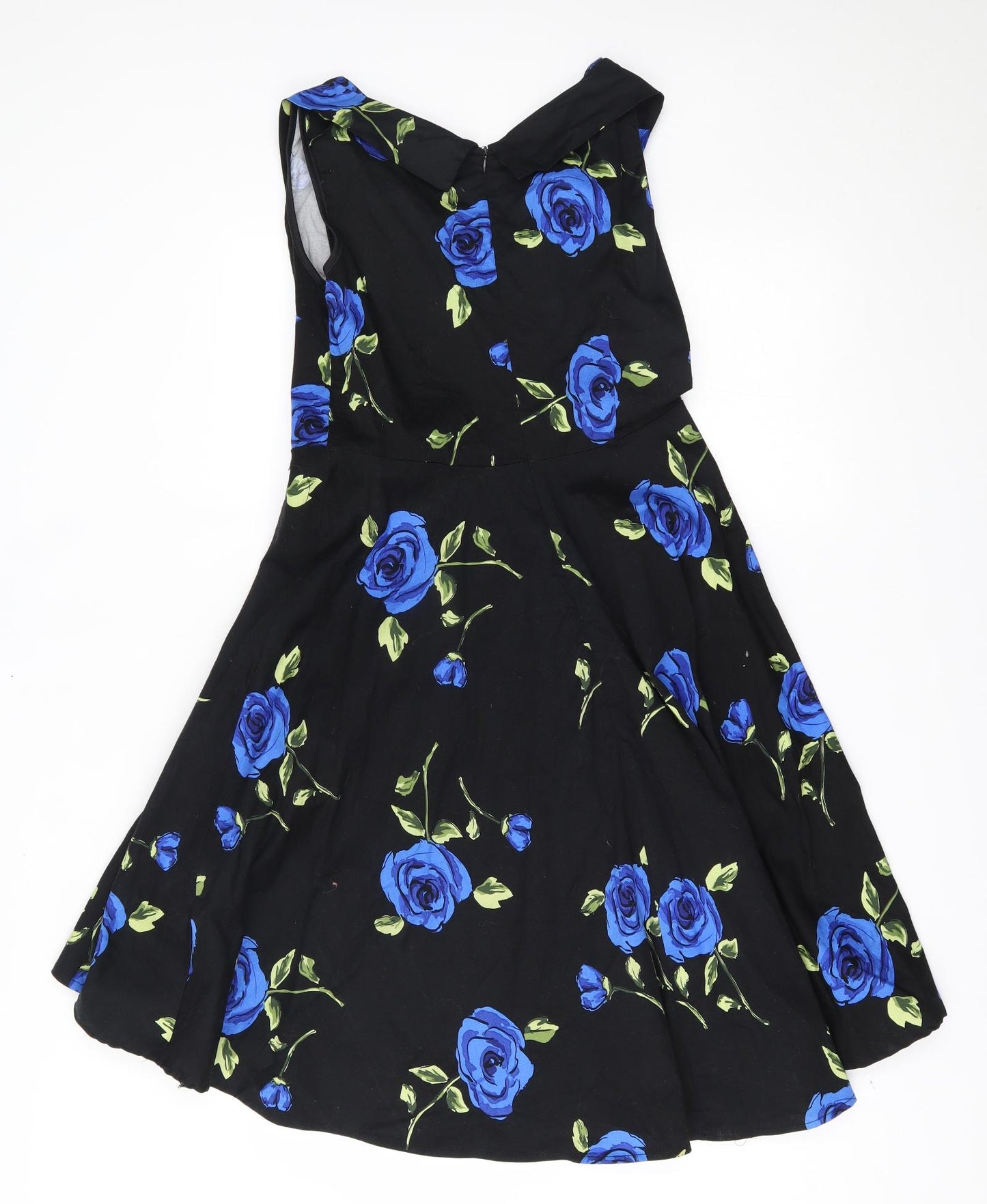 Preworn Womens Black Floral  A-Line  Size XL