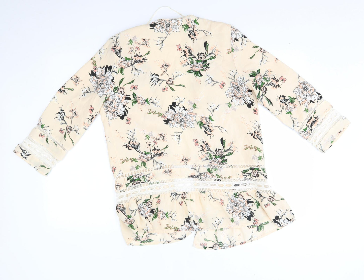 River Island Womens Beige Floral  Cardigan Jumper Size M