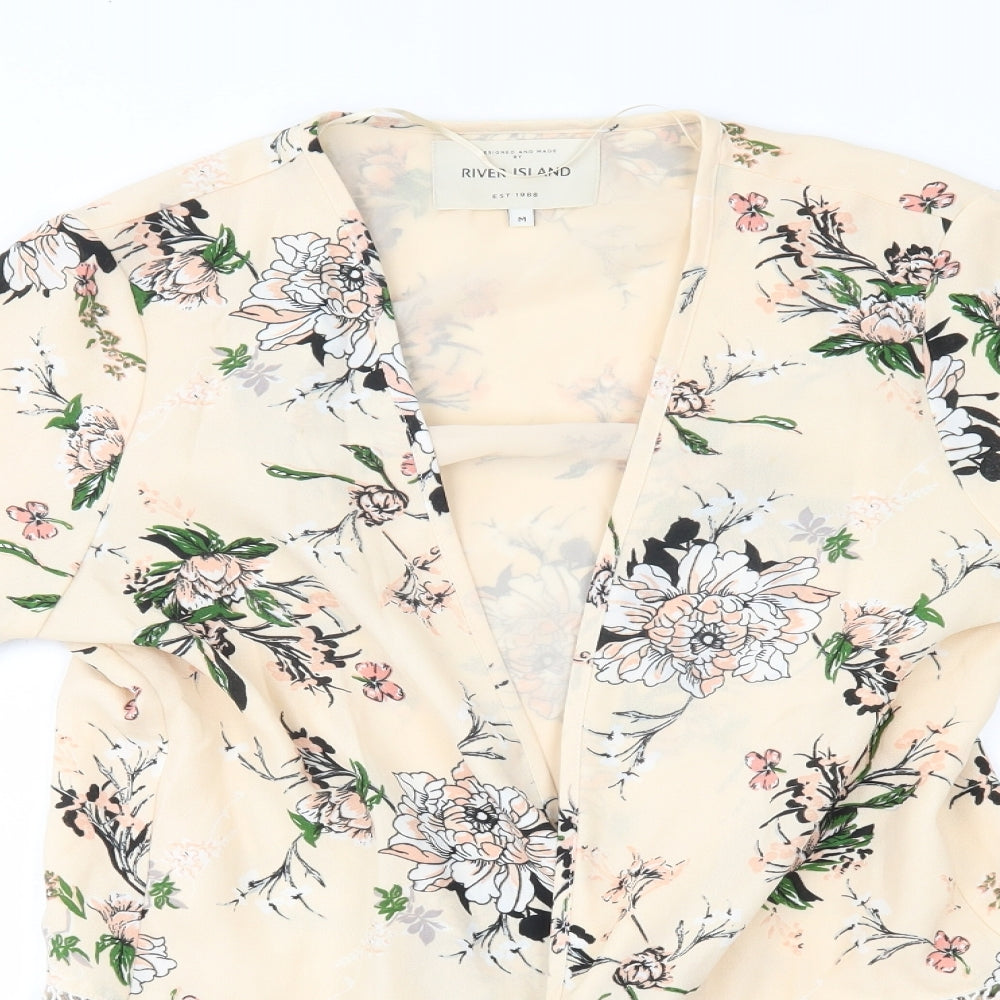 River Island Womens Beige Floral  Cardigan Jumper Size M