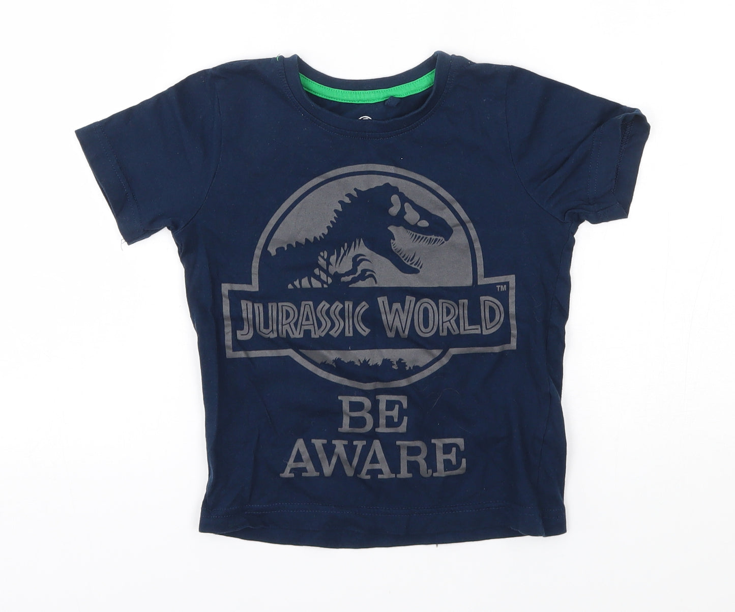 Preworn Boys Blue   Basic T-Shirt Size 3-4 Years  - jurassic world