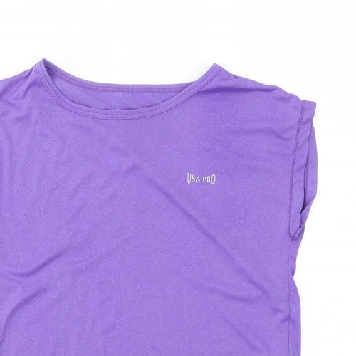 USA Pro Girls Purple   Basic T-Shirt Size 9-10 Years