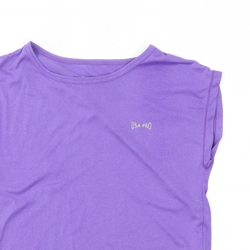 USA Pro Girls Purple   Basic T-Shirt Size 9-10 Years