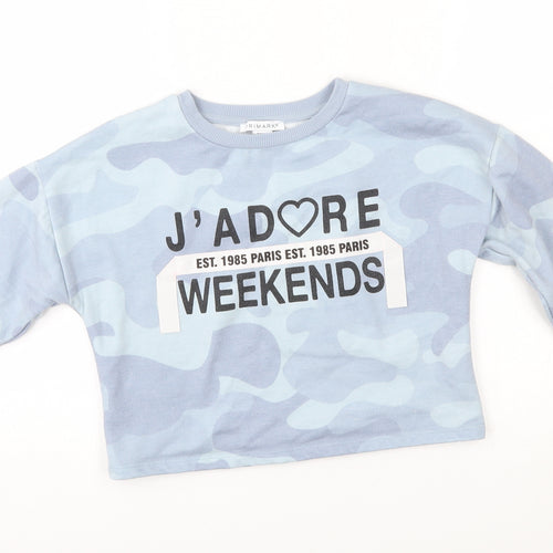 Primark Girls Blue Camouflage  Pullover Sweatshirt Size 9-10 Years  - cropped, j'adore weekends