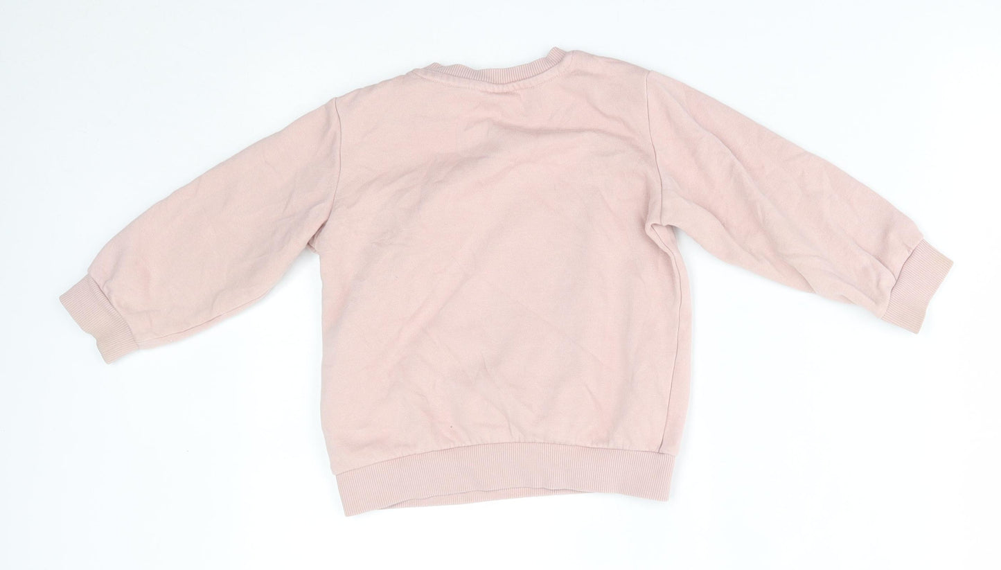 H&M Girls Pink   Pullover Jumper Size 18-24 Months  - Peanuts Snoopy