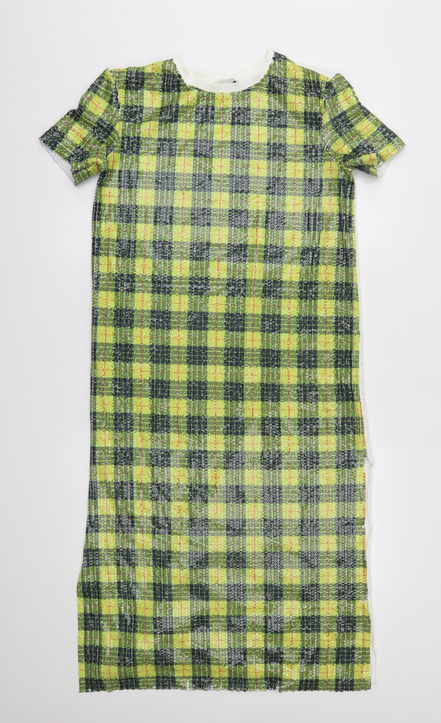 Zara Womens Yellow Plaid  A-Line  Size M