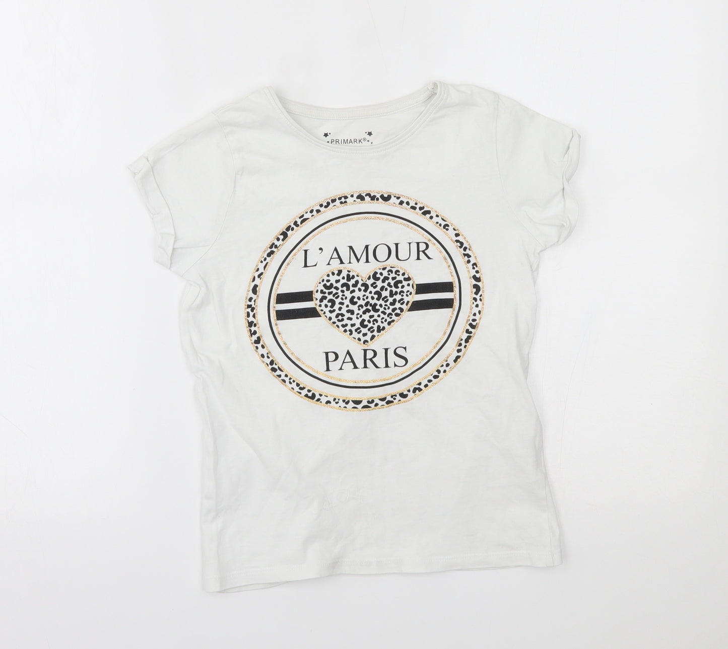 Primark Girls White   Basic T-Shirt Size 9-10 Years  - l'amour paris