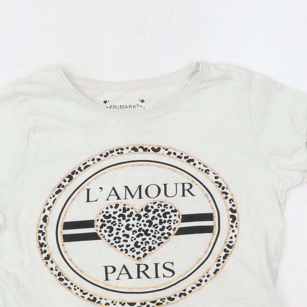 Primark Girls White   Basic T-Shirt Size 9-10 Years  - l'amour paris