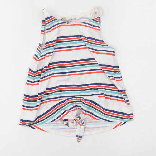 NEXT Girls White Striped  Basic Tank Size 7 Years