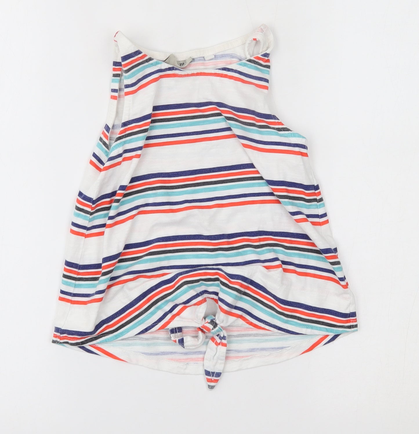 NEXT Girls White Striped  Basic Tank Size 7 Years