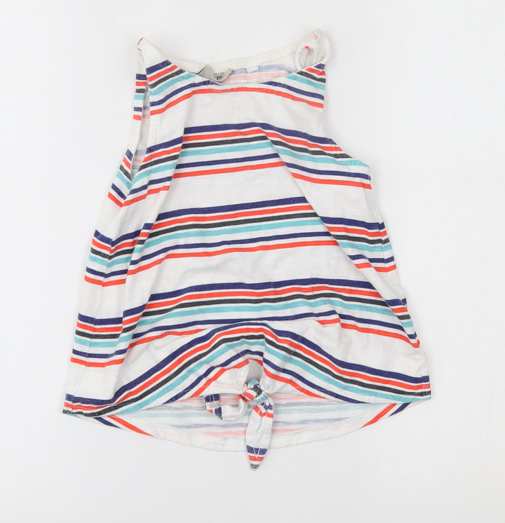 NEXT Girls White Striped  Basic Tank Size 7 Years
