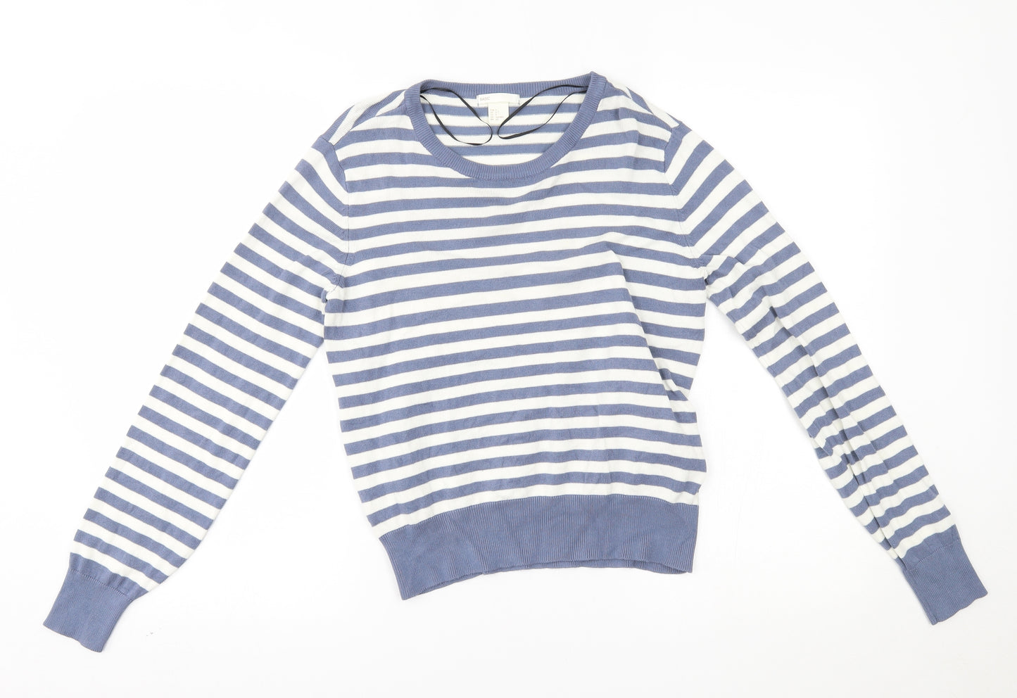 H&M Womens White Striped  Pullover Jumper Size S