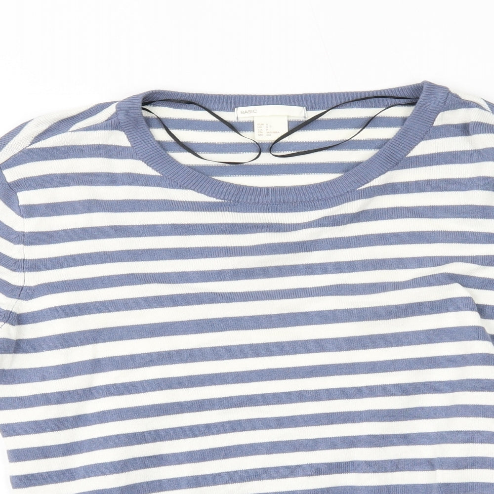 H&M Womens White Striped  Pullover Jumper Size S