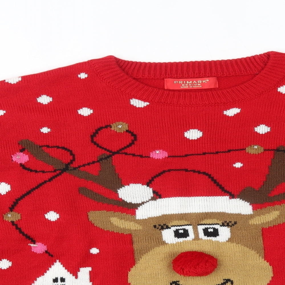 Primark Mens Red   Pullover Jumper Size M  - christmas, reindeer