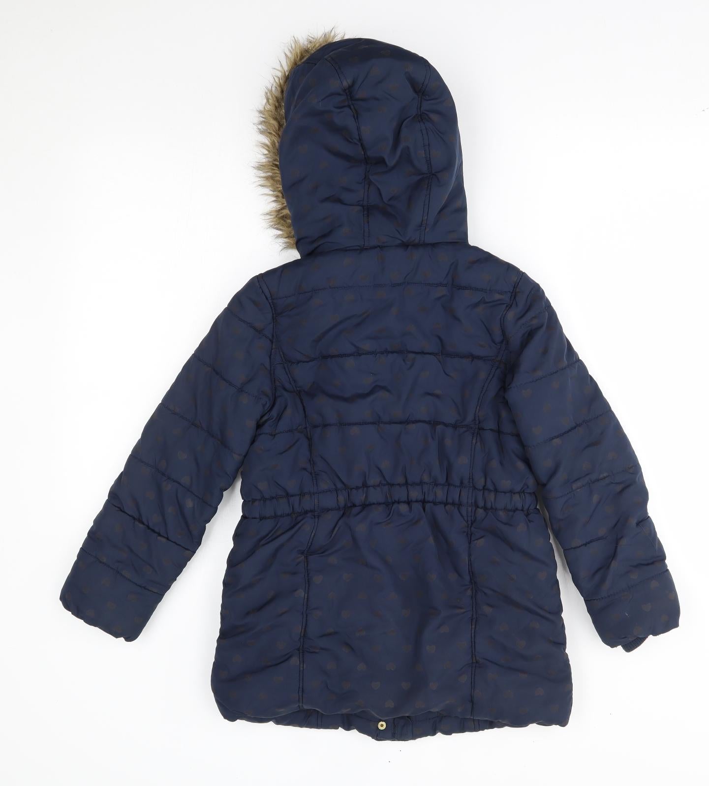 Matalan Girls Blue Polka Dot  Parka Coat Size 8-9 Years