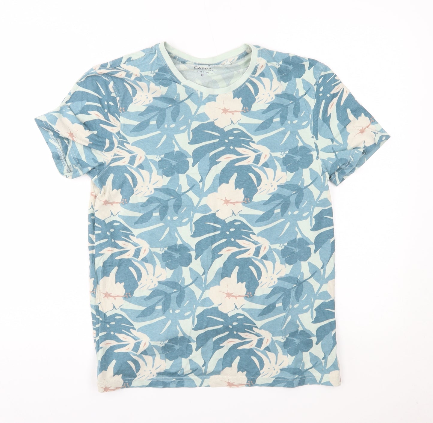 George Mens Blue Floral   T-Shirt Size S