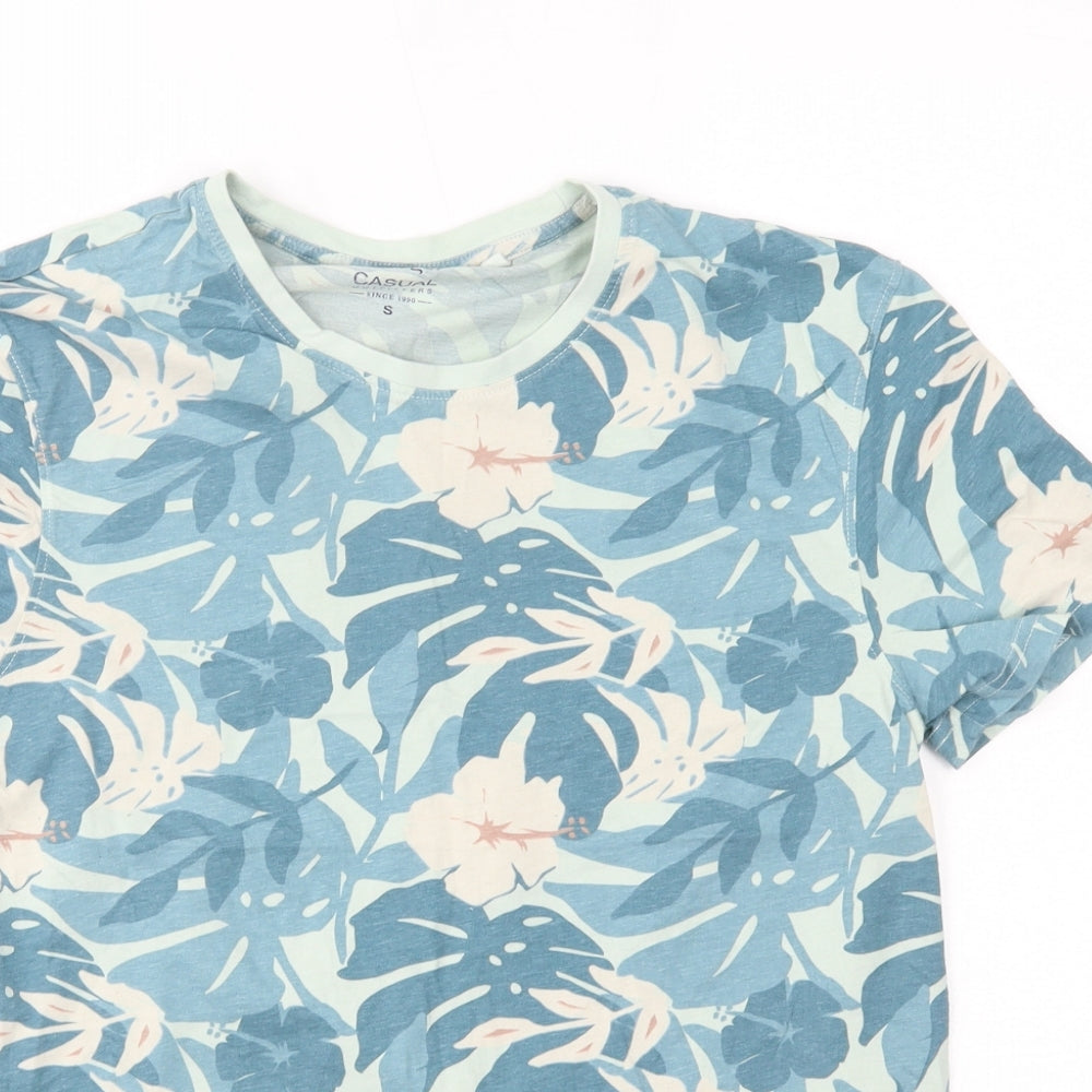 George Mens Blue Floral   T-Shirt Size S