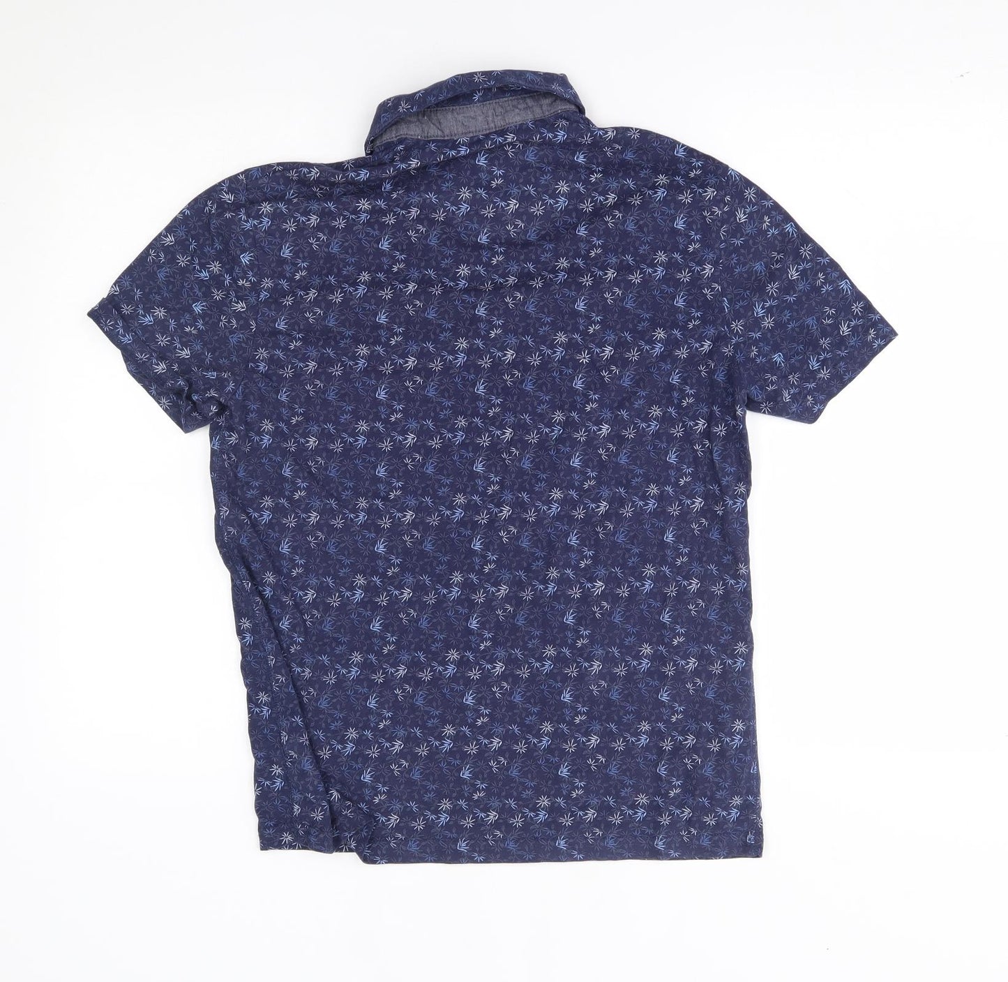 George Mens Blue Floral   Polo Size S