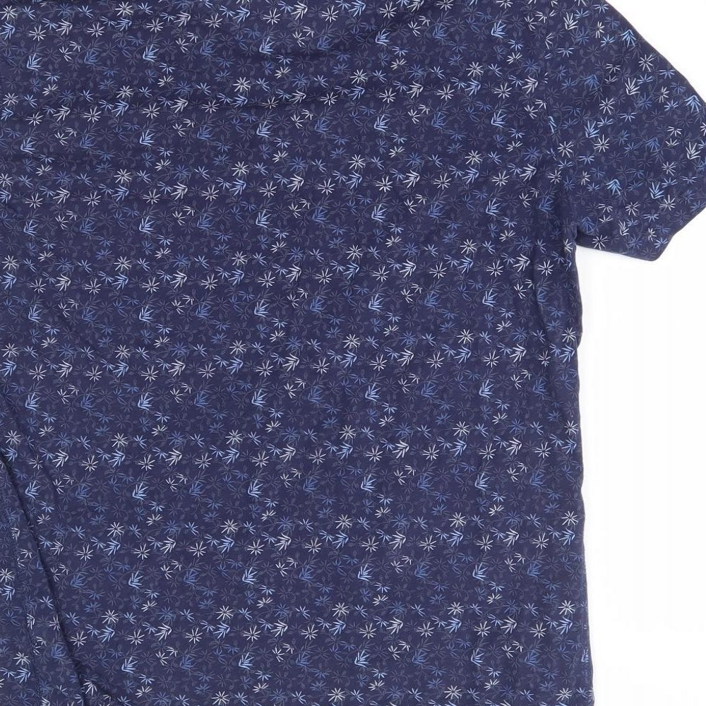 George Mens Blue Floral   Polo Size S