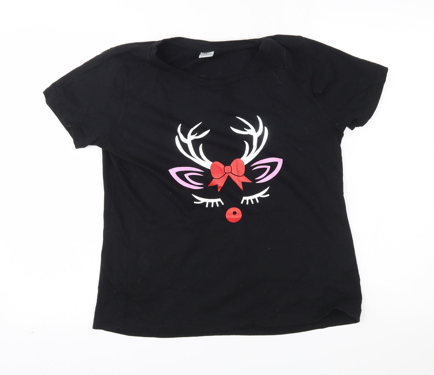 shush Womens Black   Basic T-Shirt Size S  - christmas reindeer