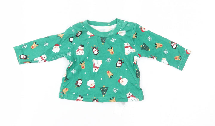 Primark Baby Green    Pyjama Top Size 0-3 Months  - christmas