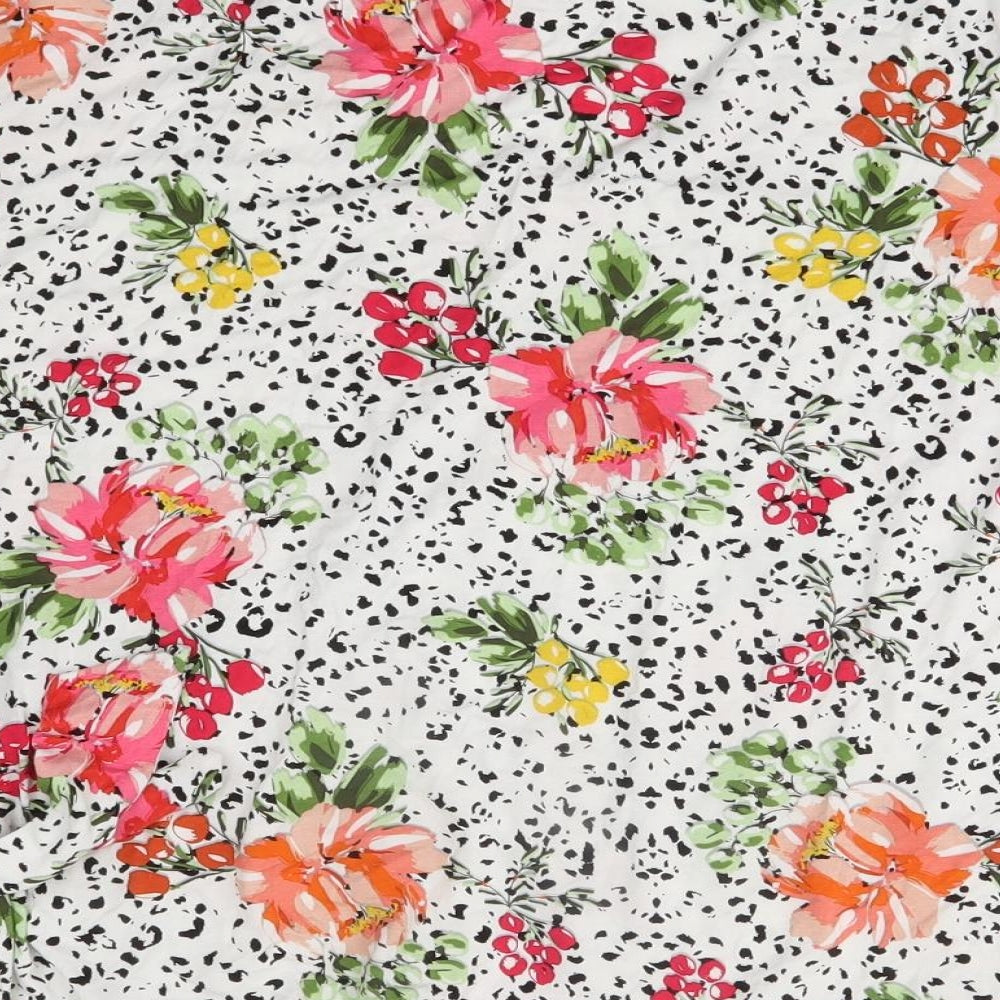 encuentro Womens White Floral  Basic Blouse Size M