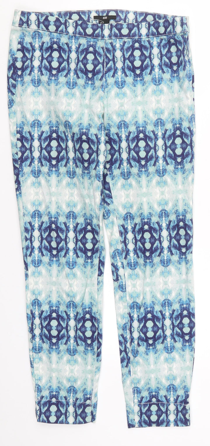 H&M Womens Blue Geometric Denim Jegging Jeans Size 10 L26 in
