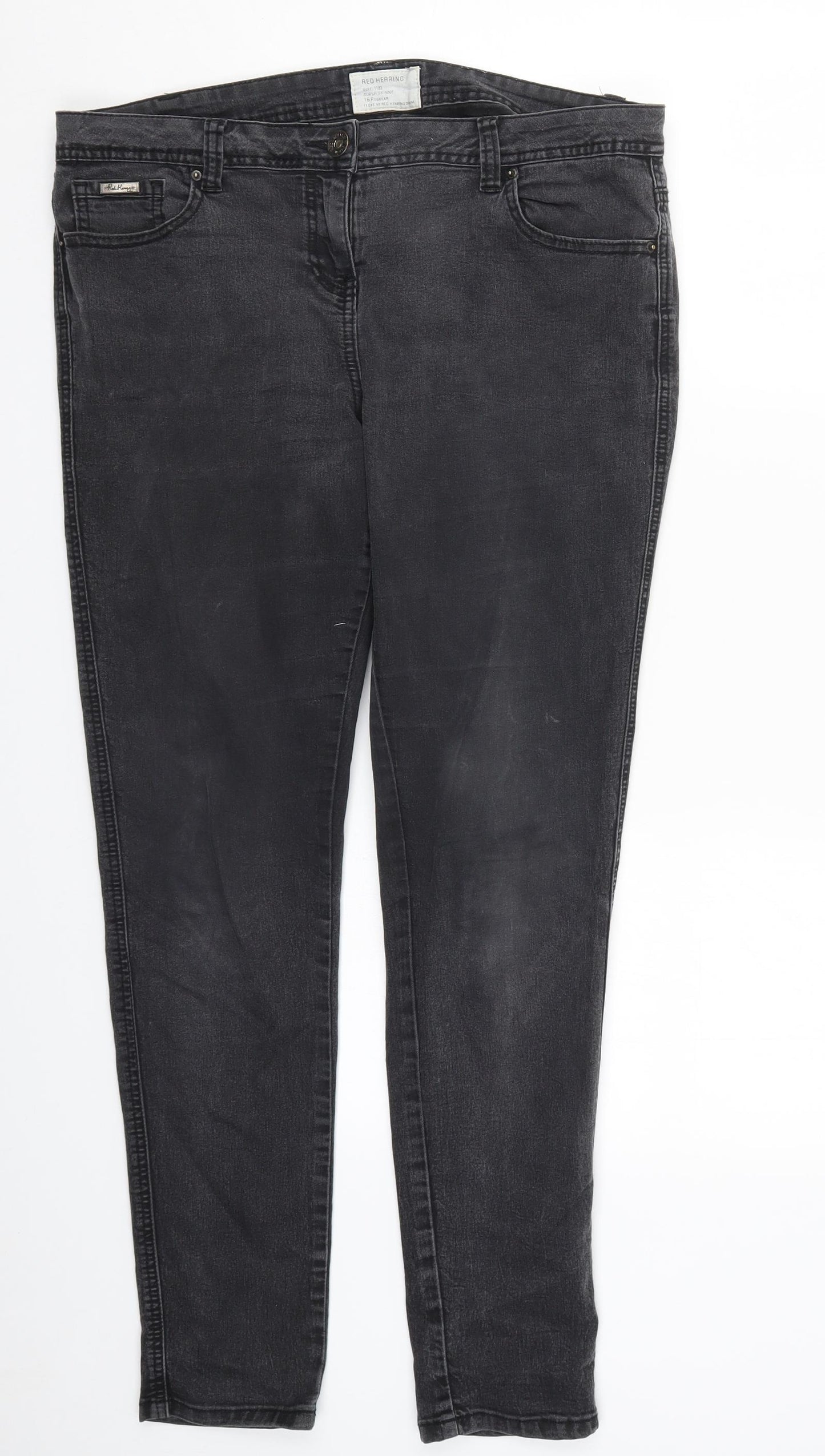 Red Herring Womens Grey  Denim Skinny Jeans Size 16 L30 in