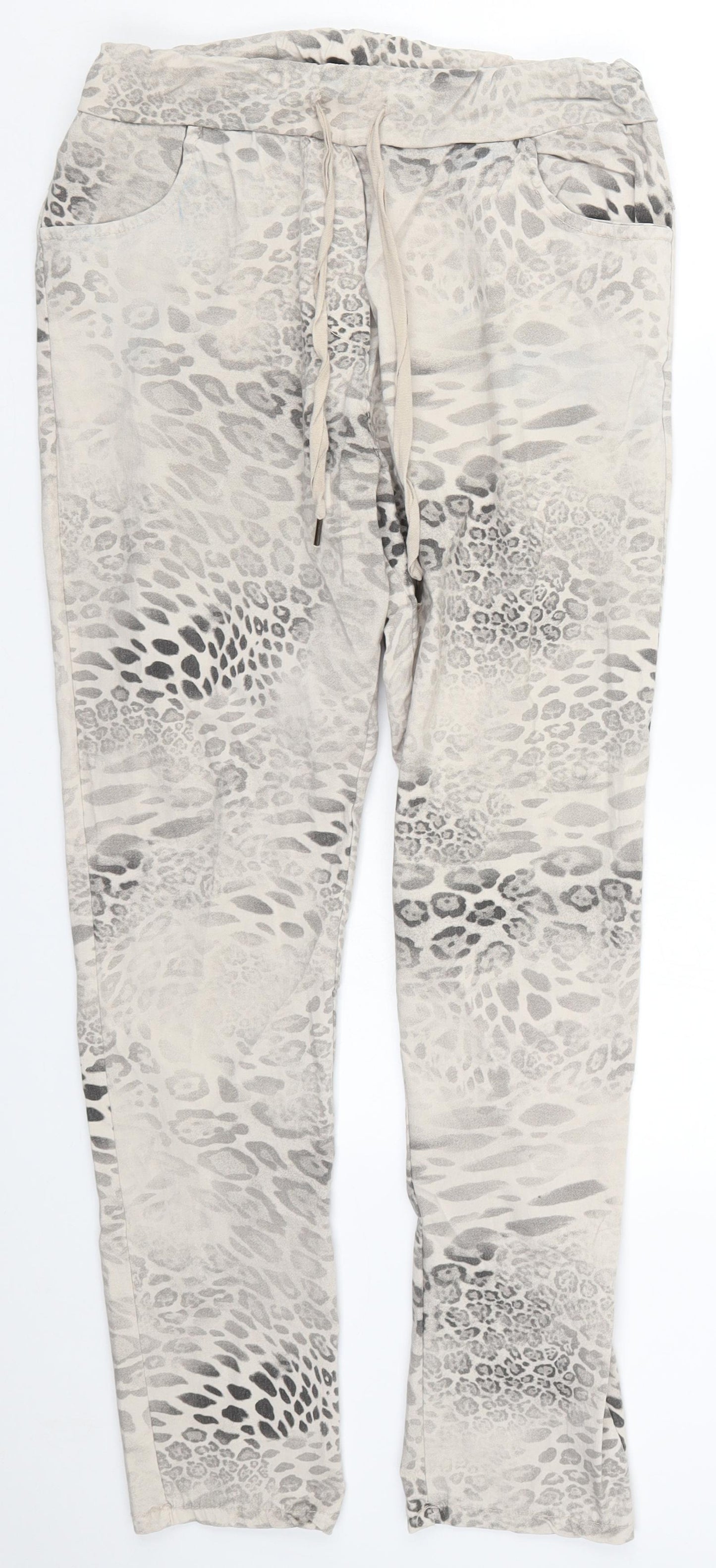 Preworn Womens Beige Animal Print  Trousers  Size 32 in L28.5 in