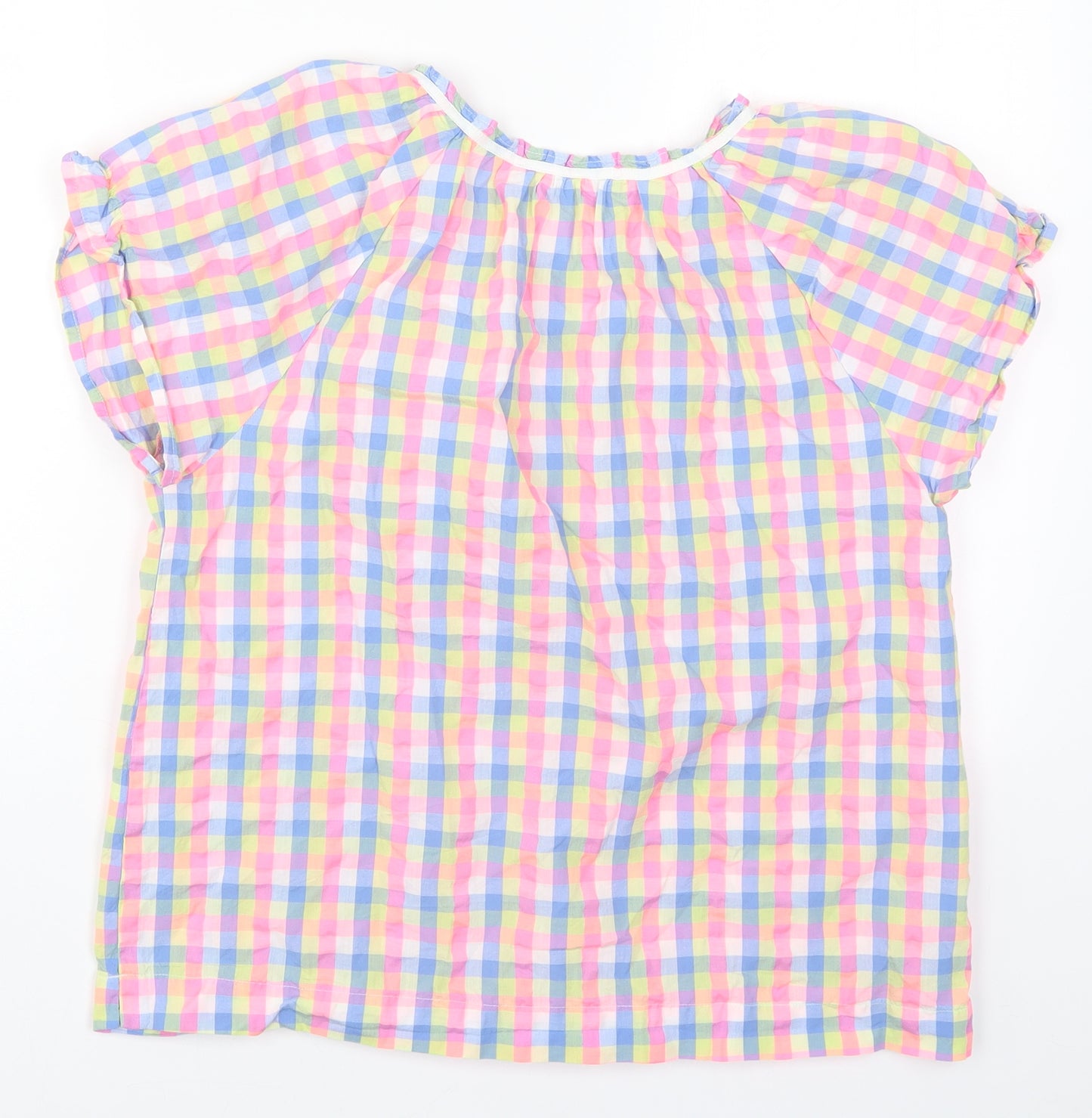 Oliver Bonas Womens Multicoloured Check Corduroy Basic T-Shirt Size 10