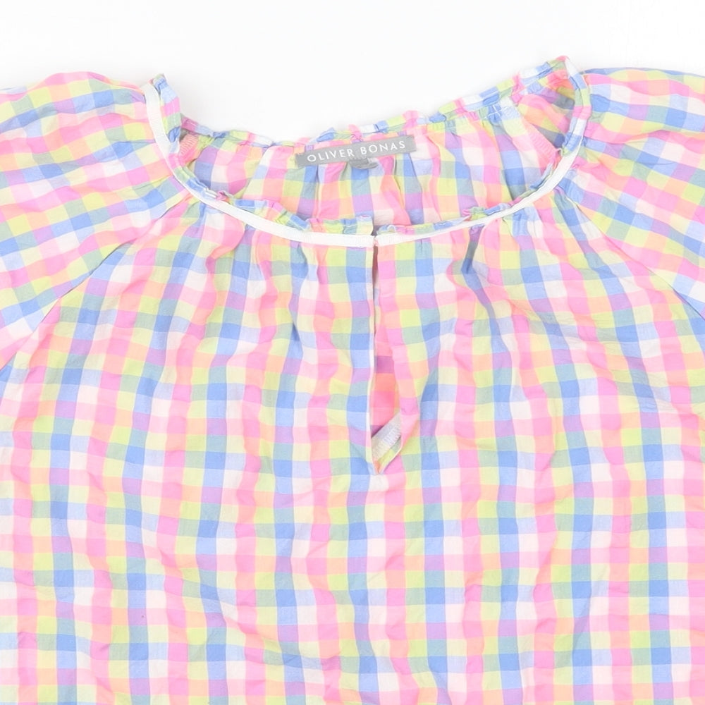 Oliver Bonas Womens Multicoloured Check Corduroy Basic T-Shirt Size 10