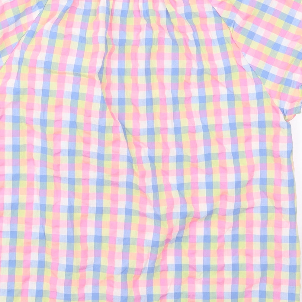 Oliver Bonas Womens Multicoloured Check Corduroy Basic T-Shirt Size 10