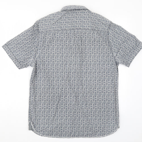 Sandstone & Co Mens Blue Geometric   Button-Up Size M