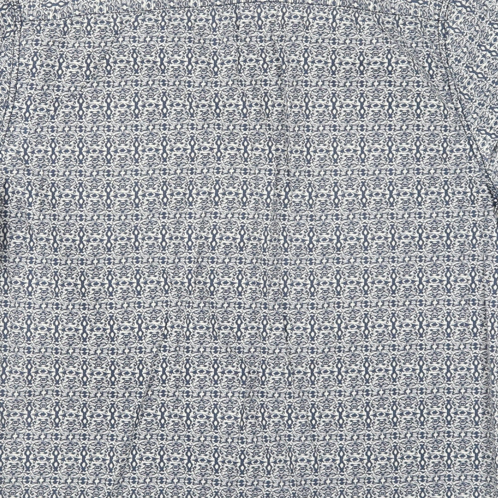 Sandstone & Co Mens Blue Geometric   Button-Up Size M