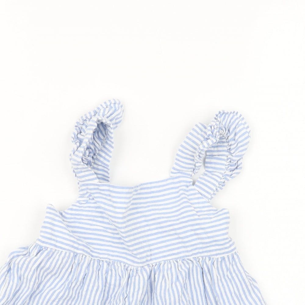 F&F Girls Blue Striped  Basic T-Shirt Size 5-6 Years