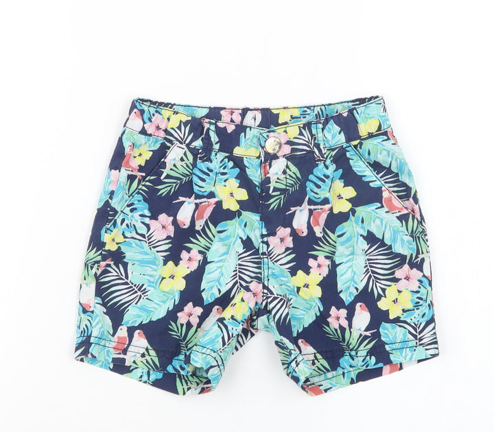 H&M Boys Blue Floral  Cargo Shorts Size 4 Years
