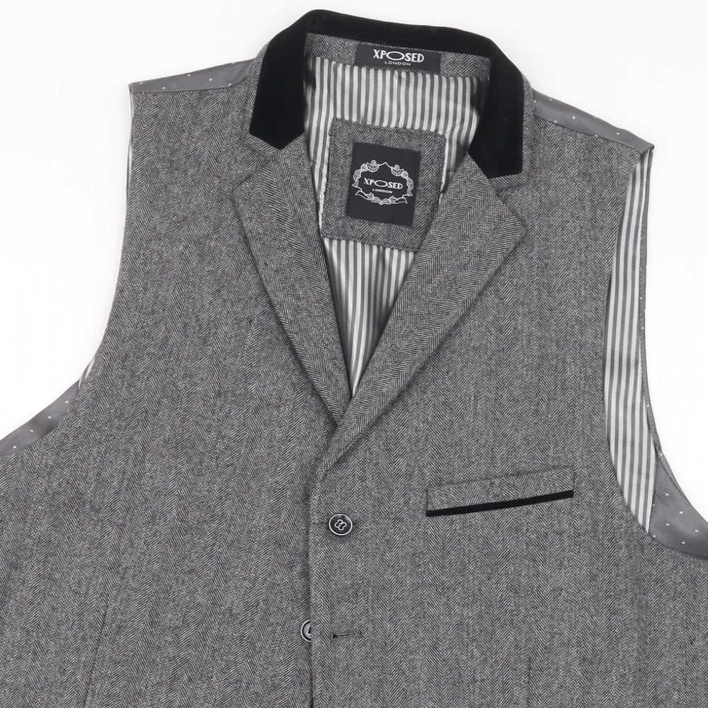 Xposed London Mens Grey   Jacket Waistcoat Size XL