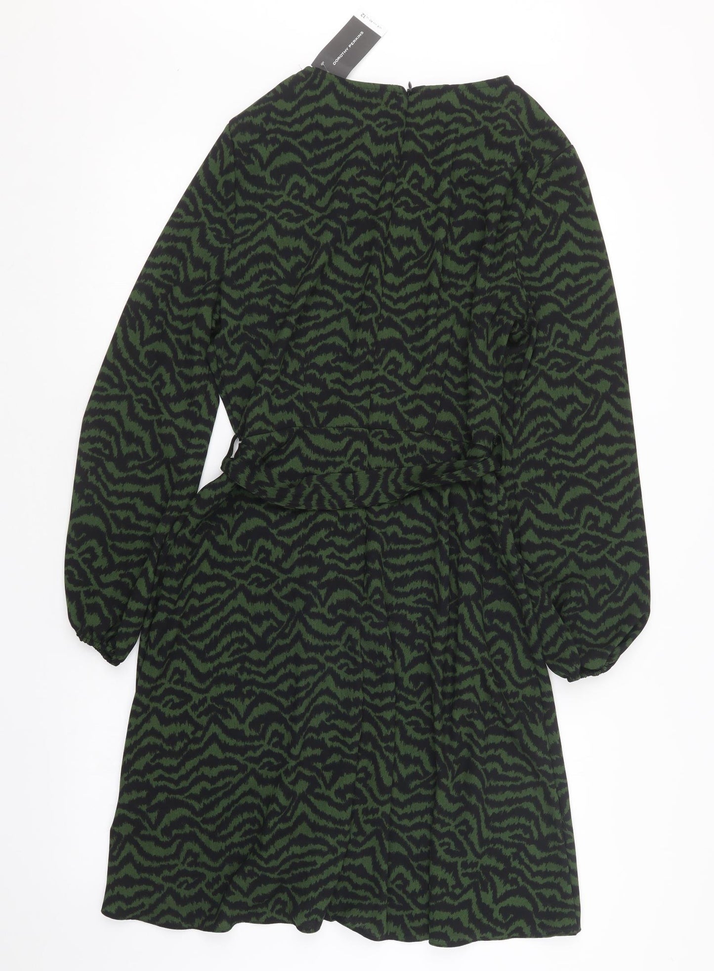 Dorothy Perkins Womens Green Geometric  A-Line  Size 12